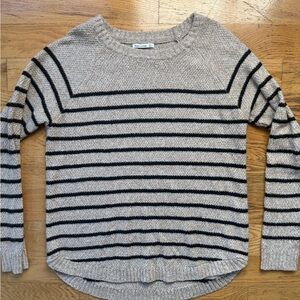 Pink Clover Beige and Black Striped Crewneck Sweater